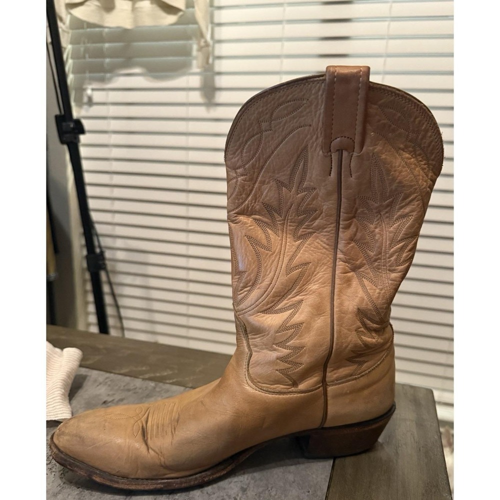 Vintage Nocona Men's 9.5D Tan Leather Western Cowboy Boots Soft Leather - Picture 6 of 13